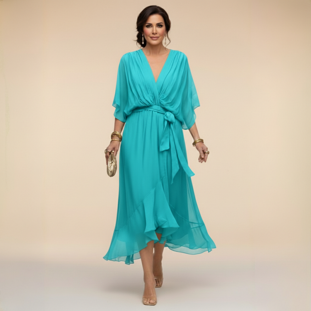 ANWEN V-NECK MIDI DRESS