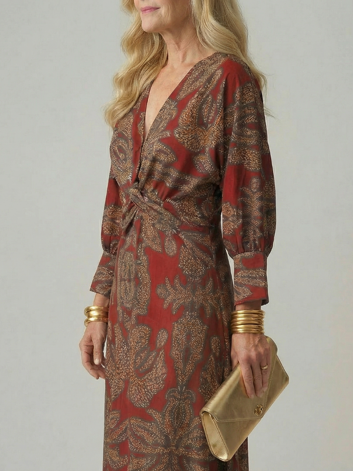 FAITH - Women's elegant printed wrap midi dress