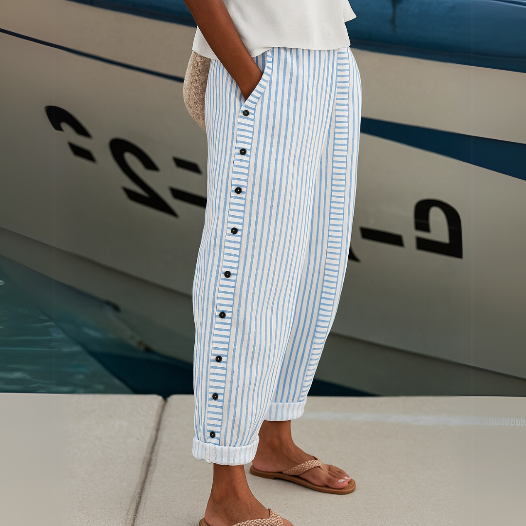LORA - Stylish Striped Button Pants