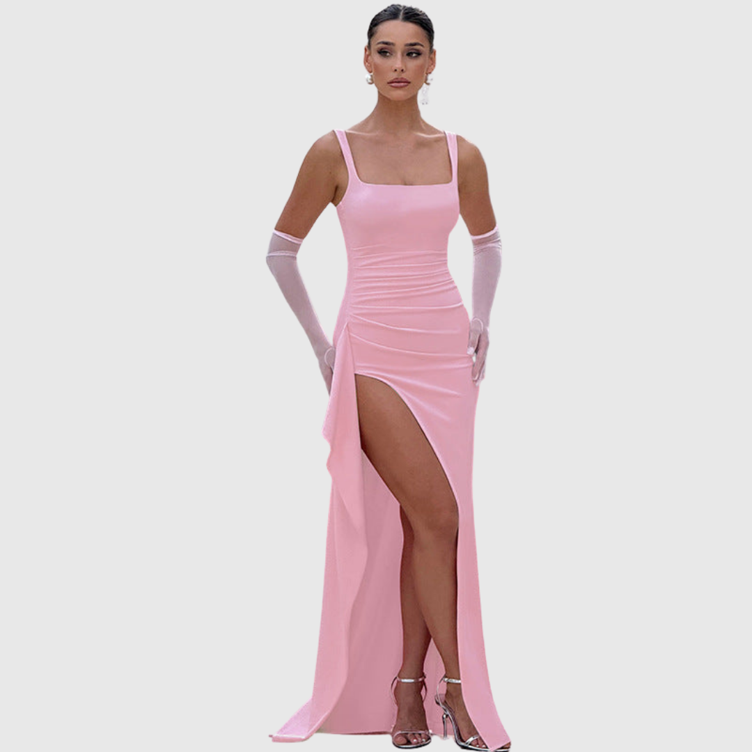 CELL | ELEGANT FORMAL SLIP MAXI DRESS WITH OPEN BACK