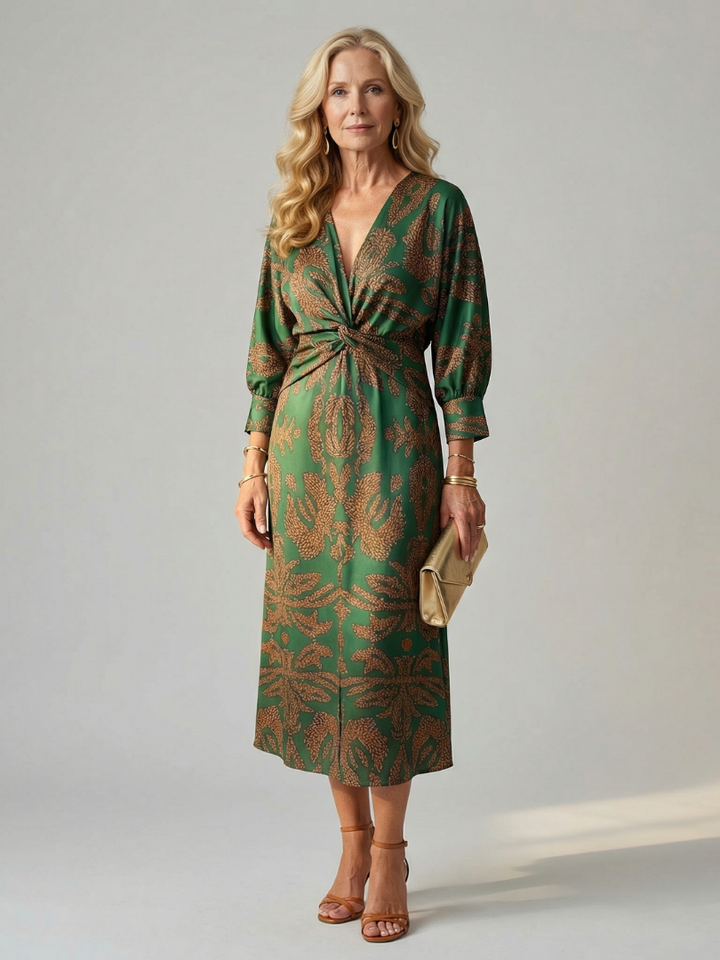 FAITH - Women's elegant printed wrap midi dress