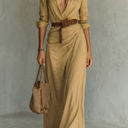 Azura – Button-down wrap dress – Belted maxi dress