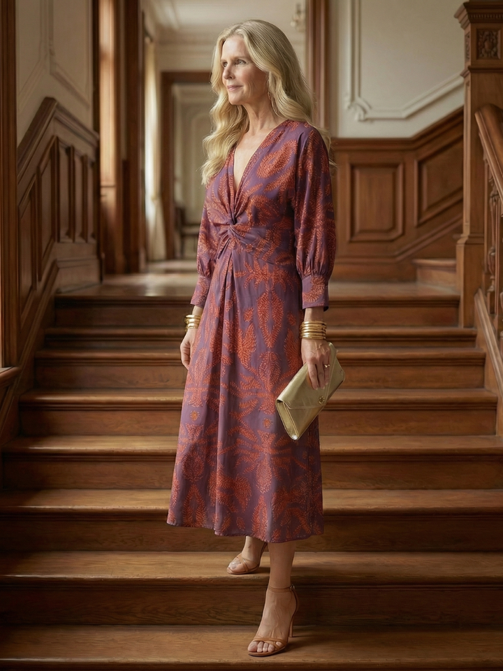 FAITH - Women's elegant printed wrap midi dress