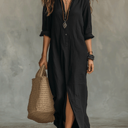 Timeless Button Maxi Dress – Elegant, Lightweight & Easy Fit