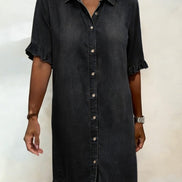 Maria | Comfortable Denim Dress with Flattering Pleats