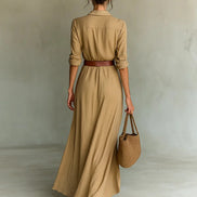 UNA | LAPEL-WRAP MAXI DRESS