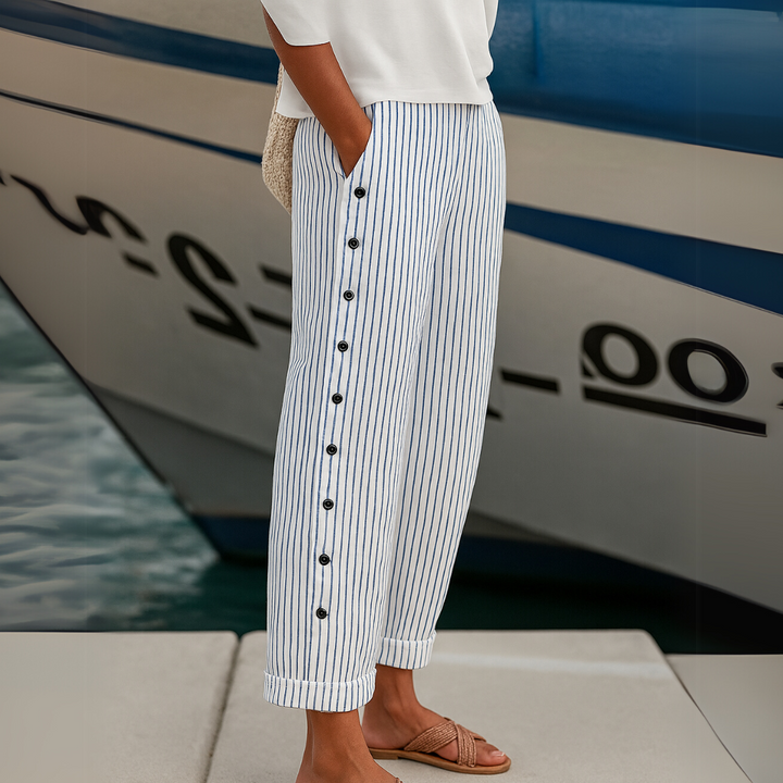 LORA - Stylish Striped Button Pants