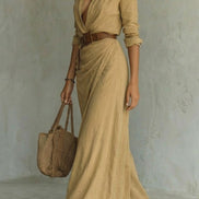 Azura – Button-down wrap dress – Belted maxi dress