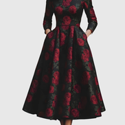 LILLA | ELEGANT VINTAGE A-LINE MAXI DRESS WITH FLORAL PRINT