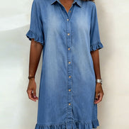 Maria | Comfortable Denim Dress with Flattering Pleats