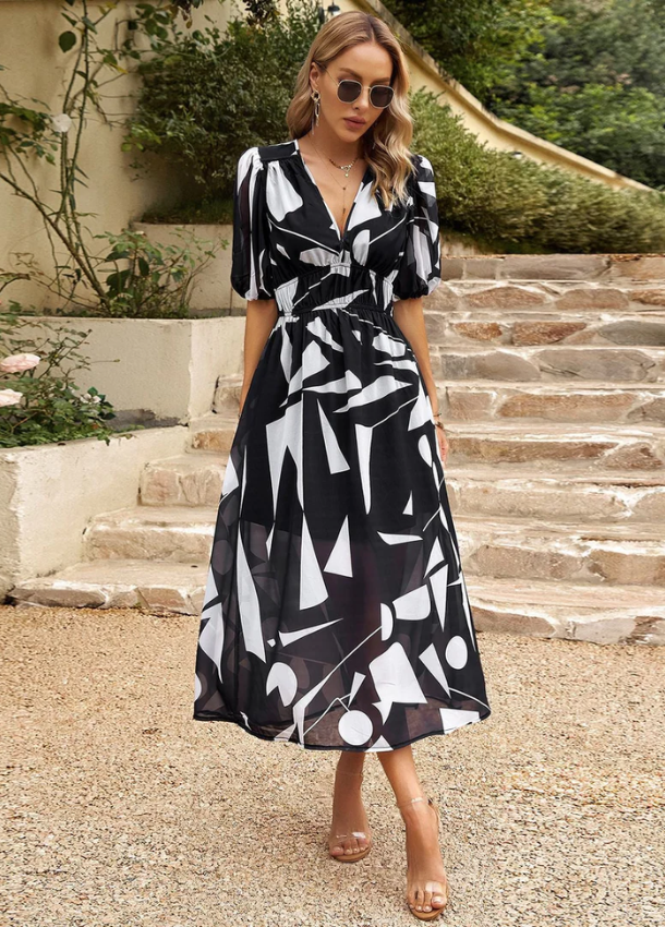 ELINA - Flattering Floral Midi Dress