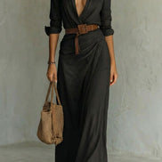 Azura – Button-down wrap dress – Belted maxi dress