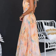 Sandra | Elegant Watercolour Maxi Dress for Summer