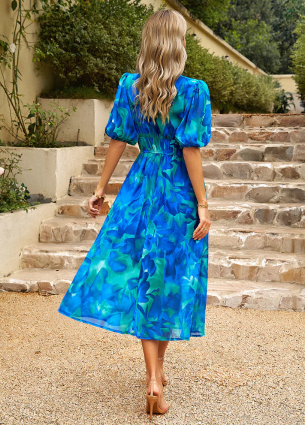 ELINA - Flattering Floral Midi Dress
