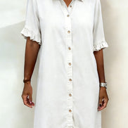 Maria | Comfortable Denim Dress with Flattering Pleats