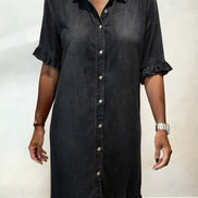 Maria | Comfortable Denim Dress with Flattering Pleats