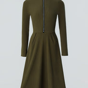 ZINNIA | ZIPPERED LONG SLEEVE DRESS WITH STRETCH FABRIC