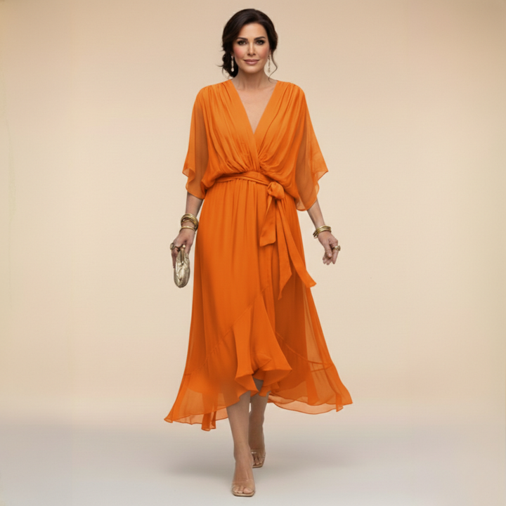 ELENA FLOWING V-NECK DRESS