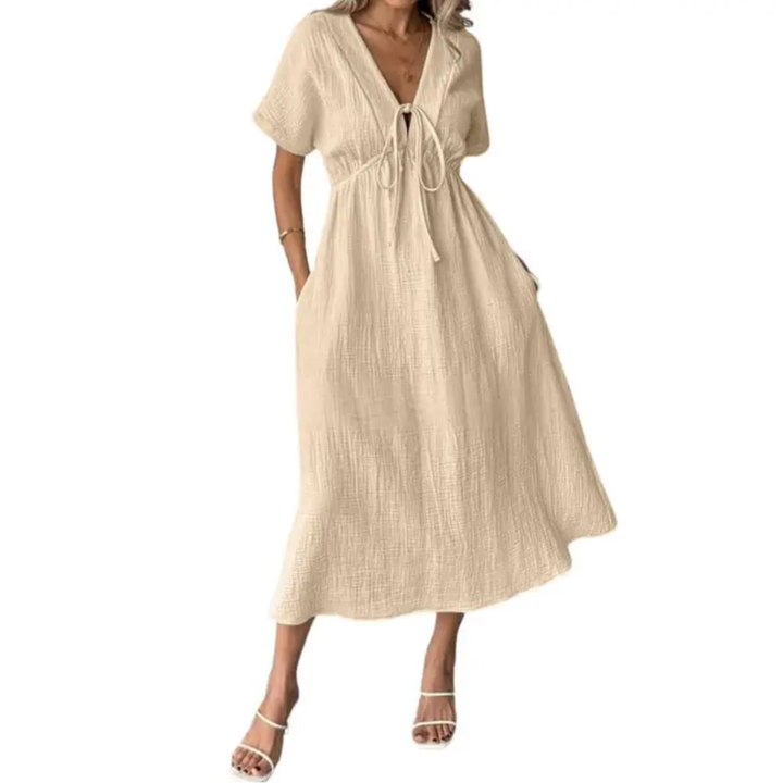 SOLENE – Relaxed V-Neck Maxi Dress