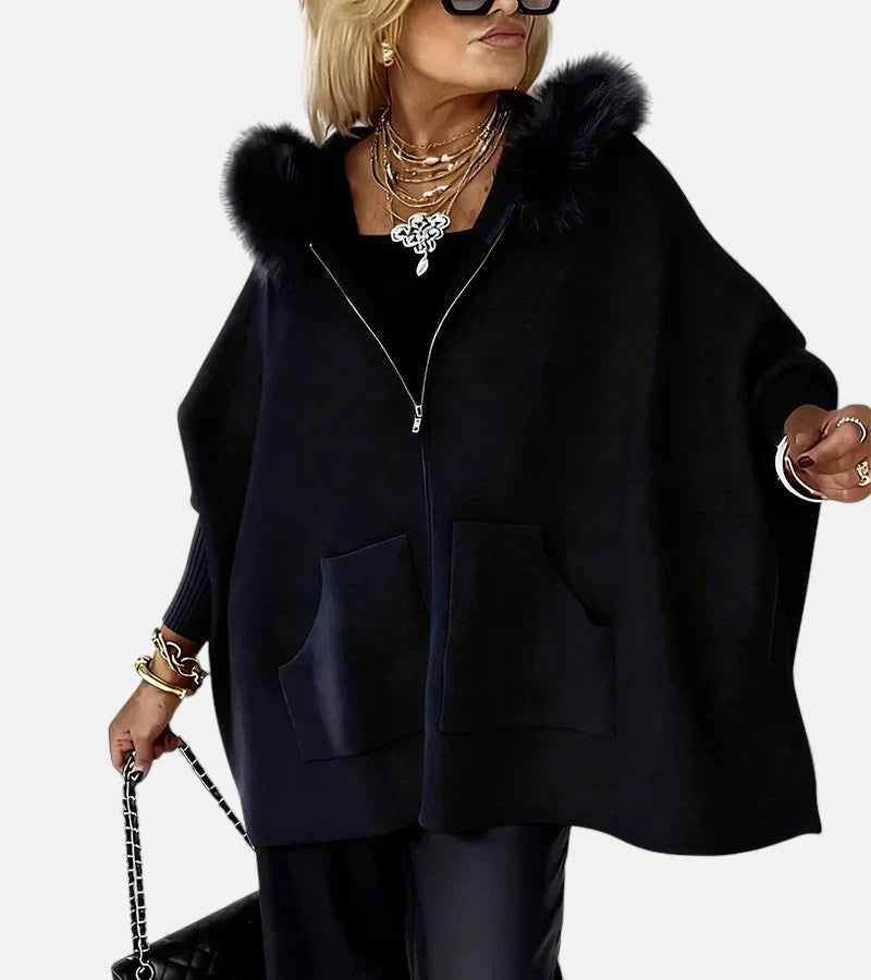 ARABELLE | CASUAL HOODED COAT WITH FUR COLLAR