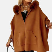 ARABELLE | CASUAL HOODED COAT WITH FUR COLLAR