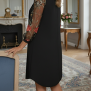 Julia – Embroidered Sleeve Midi Dress