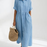 Lysandra™ — Long Cotton Shirt Dress