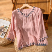 ANOUK | EMBROIDERED V-NECK BLOUSE