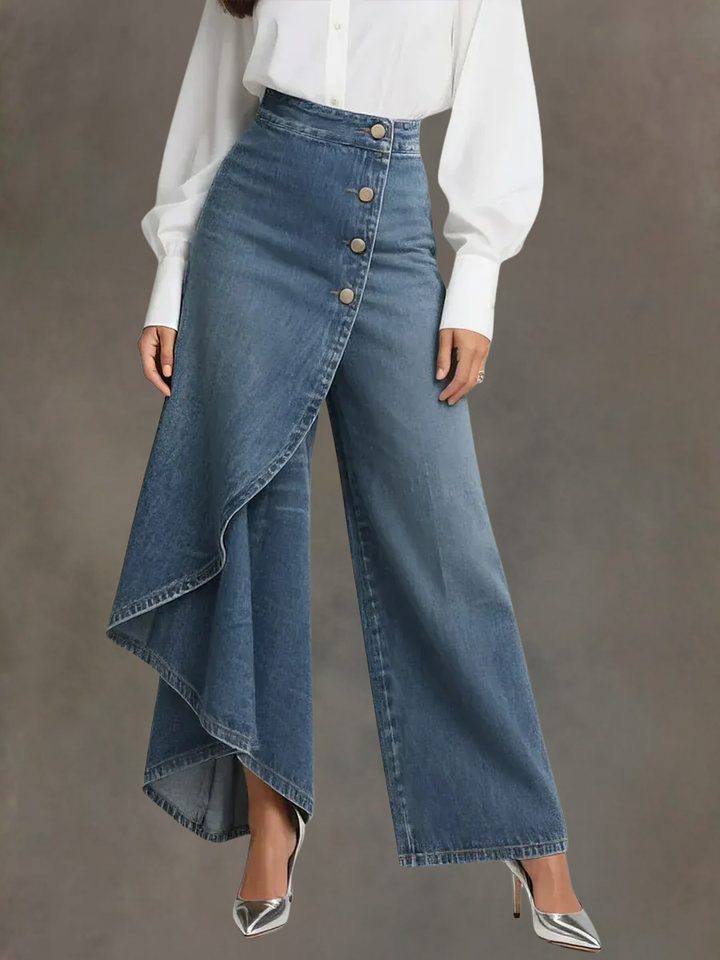 Angelique - Women's High-waisted Relaxed Fit Wide-leg Jeans