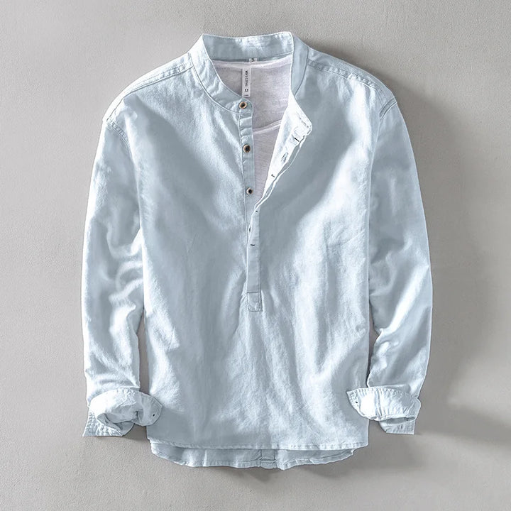 CALLUM LINEN MANDARIN SHIRT