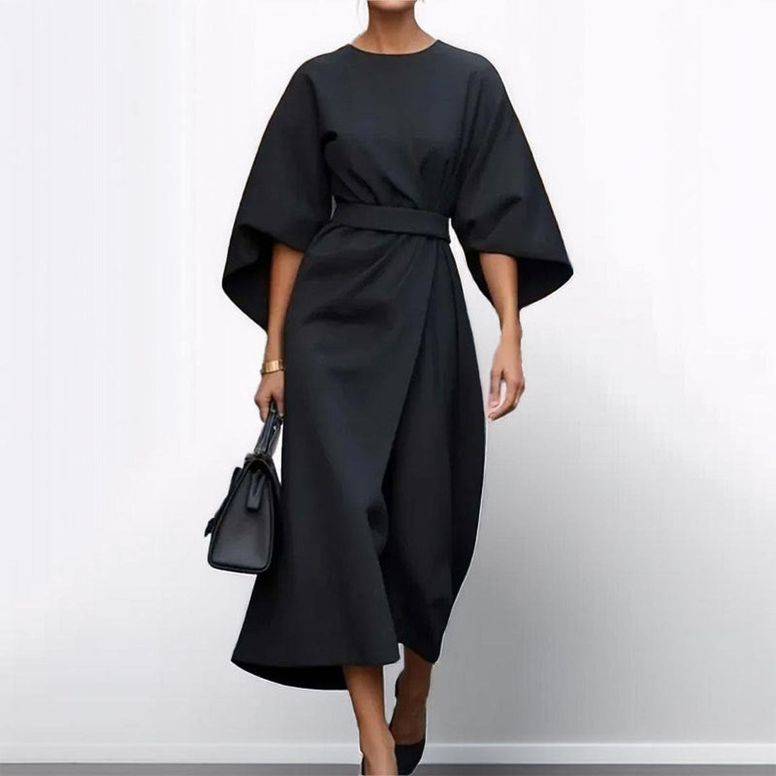 ELDRA | SATIN FEEL BATWING SLEEVE MAXI DRESS