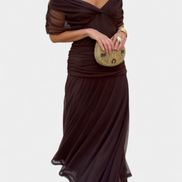 Florendra | Long Floral V Neck Dress