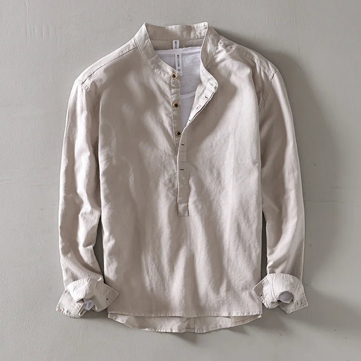 CALLUM LINEN MANDARIN SHIRT