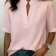 Élise — Elegant Short Sleeve V-Neck Blouse