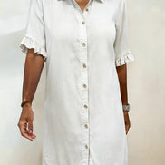 Maria | Comfortable Denim Dress with Flattering Pleats