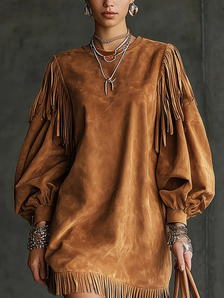 SAVANNA | WESTERN STYLE MAXI DRESS WITH BELL SLEEVES