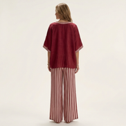 Juliana | V-Neck Varsity Top & Stripe Wide-Leg Set